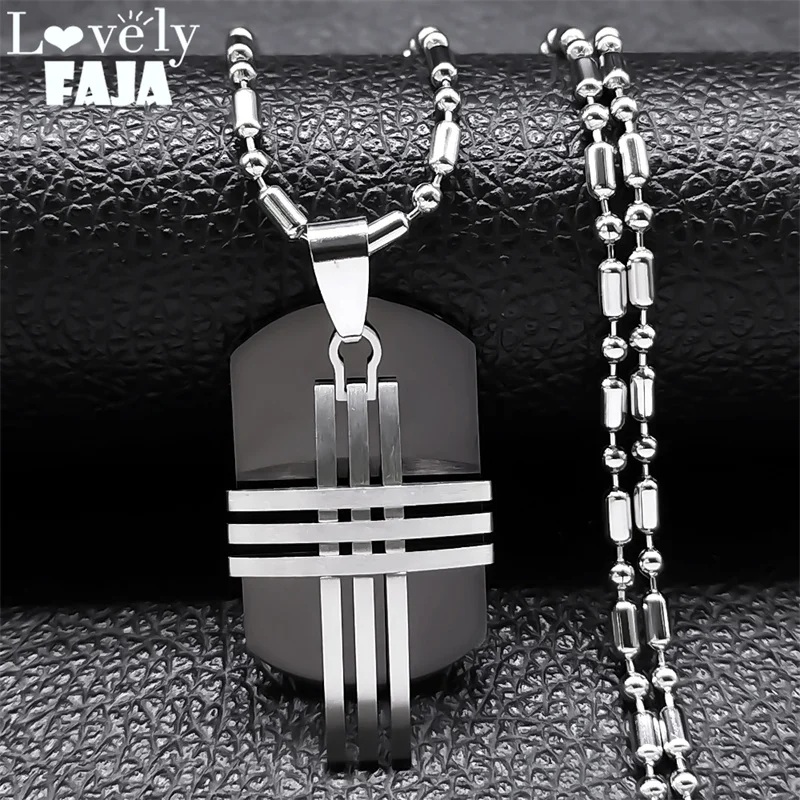 

Goth Cross Army Dog Tag Pendant Necklace for Men Stainless Steel Double Layer Christian Religious Necklaces Party Jewelry NXHS03