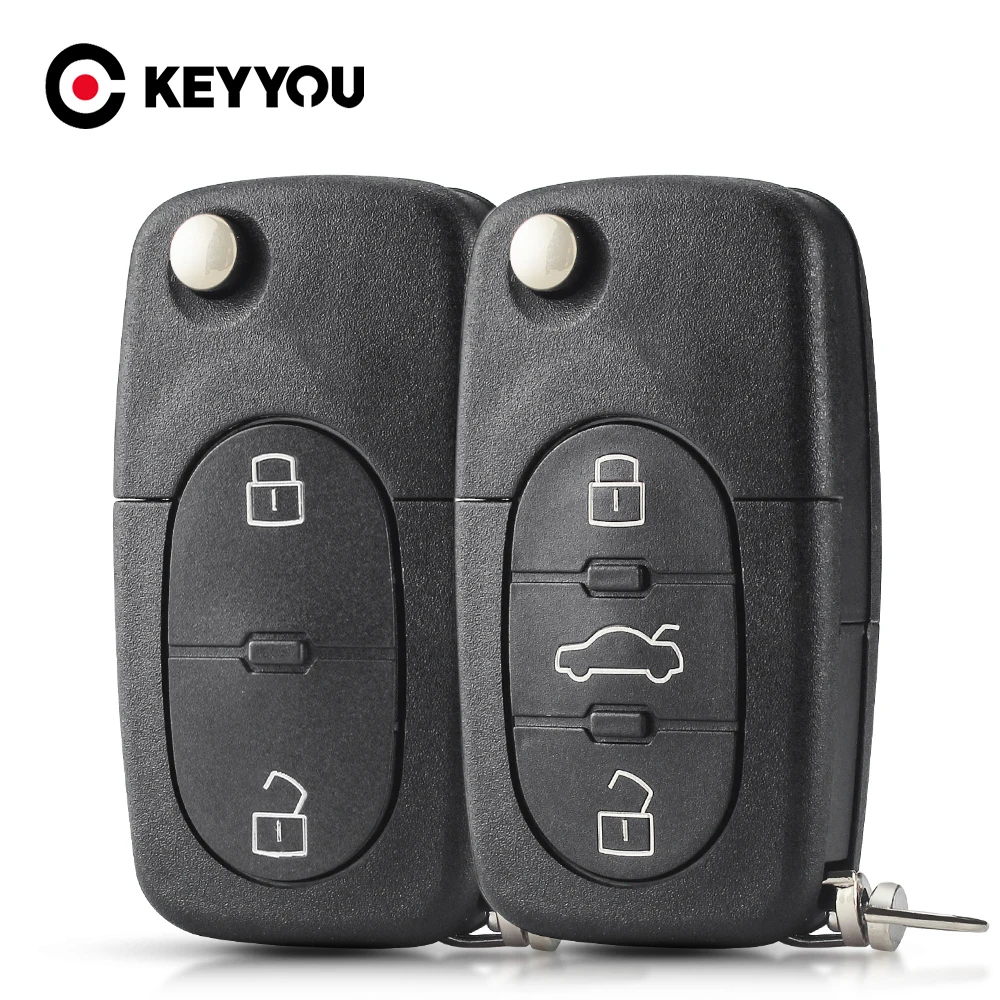 Фото KEYYOU 2/3 кнопки откидной складной сменный чехол для дистанционного ключа автомобиля для VW Volkswagen Golf Polo T5 Passat Skoda Beetle №1