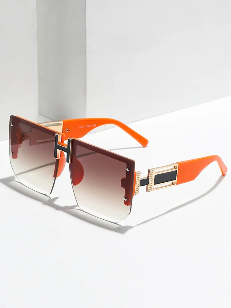 

Oversized Rimless Square Sunglasses Women 2022 Luxury Brand Designer Sun Glasses For Ladies Vintage Frameless Eyewear UV400