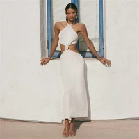 summer 2022 evening white elegant cut out bodycon prom dress for women sexy backless party beach vacation long length maxi