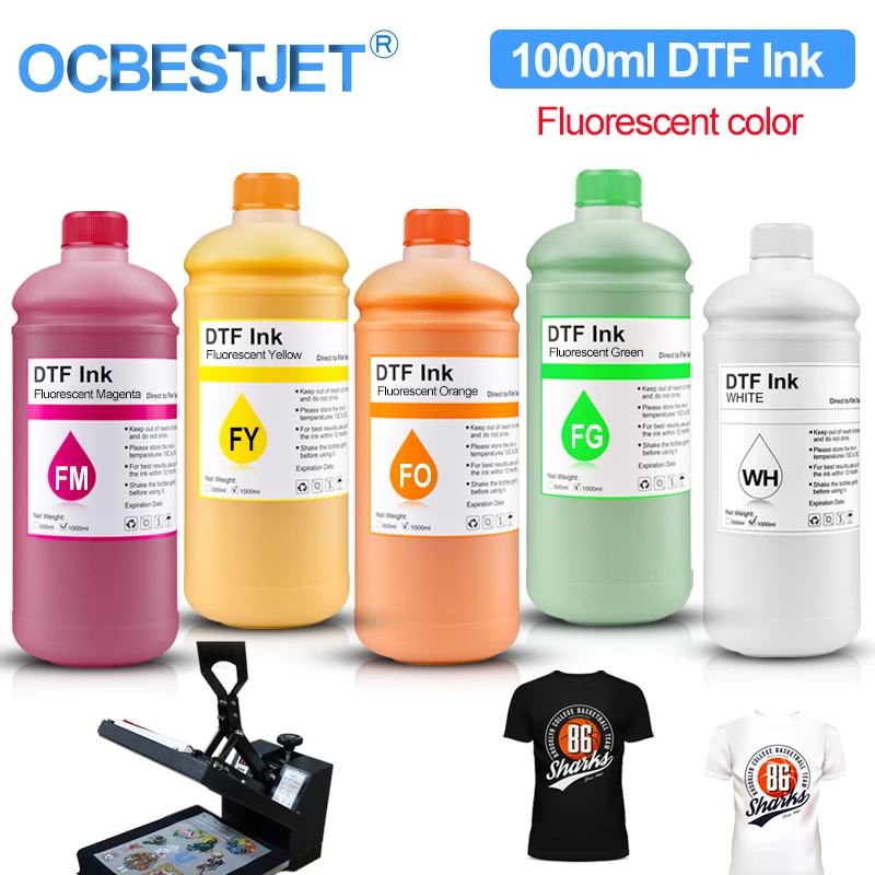 

1000ML Fluorescent DTF Ink Neon PET Film Transfer Ink For Epson L1800 L805 1390 XP-15000 7880 7890 XP600 4720 i3200 Printhead