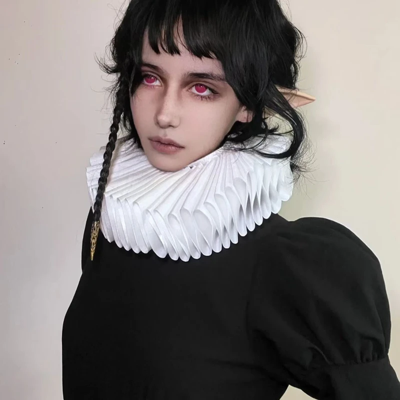 Винтажный белый воротник с рюшами в стиле Ренессанс клоун колье для косплея