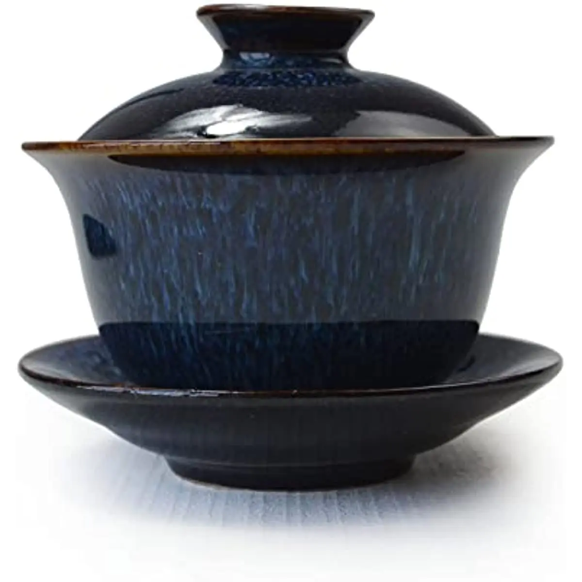 

Porcelain Gaiwan 6oz Teacup Color Glazed Cups Tureen Chinese Sancai Cover Bowl Lip Saucer Set