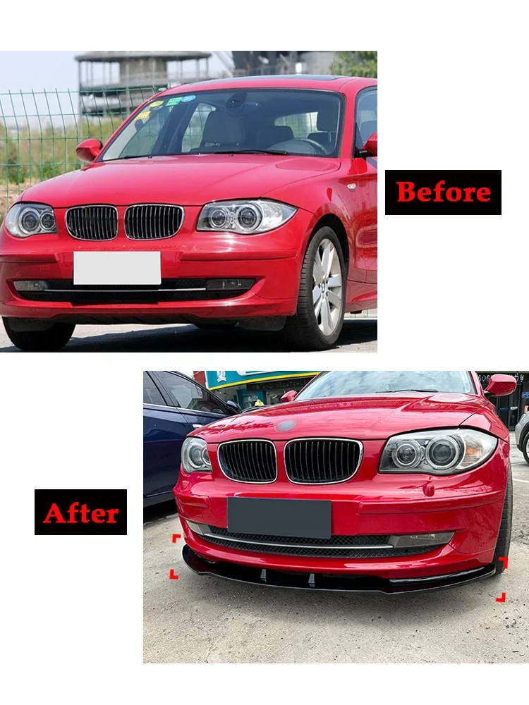 Передний бампер M Tech рассеиватель для губ BMW 1 серии E81 E82 E87 E88 LCI Gloss Black MP Front Skrit 2008-2011