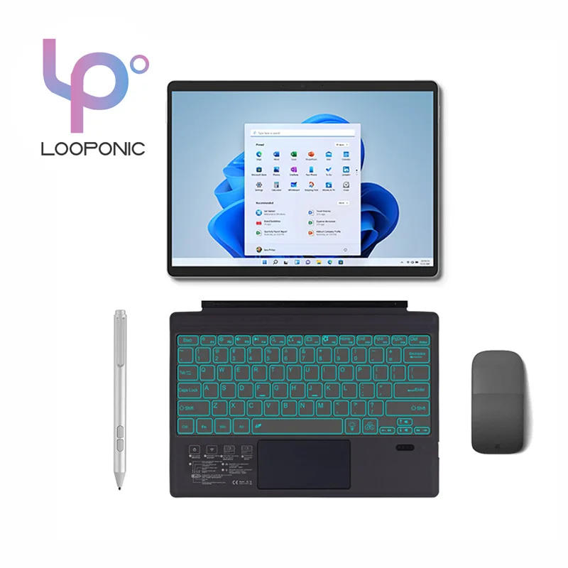 Беспроводная Bluetooth клавиатура для Surface Pro 8 3 4 5 6 7 X с подсветкой и сенсорной панелью