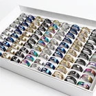 100 шт.лот разноцветные полые кольца из нержавеющей стали в форме сердца, Листьев, животных для женщин и мужчин, разноцветные стильные модные украшения для вечеринок