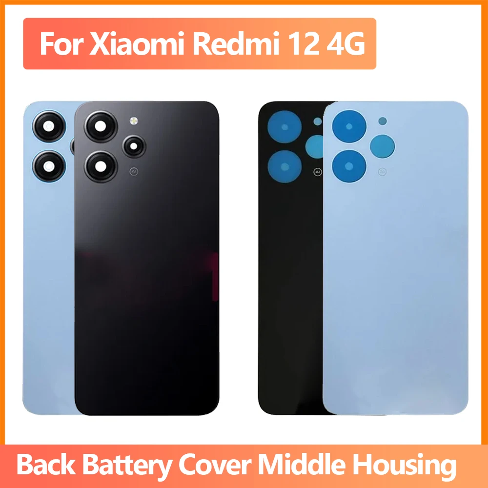 Новинка Крышка батарейного отсека для Xiaomi Redmi 12 4G заднее стекло сменный задний