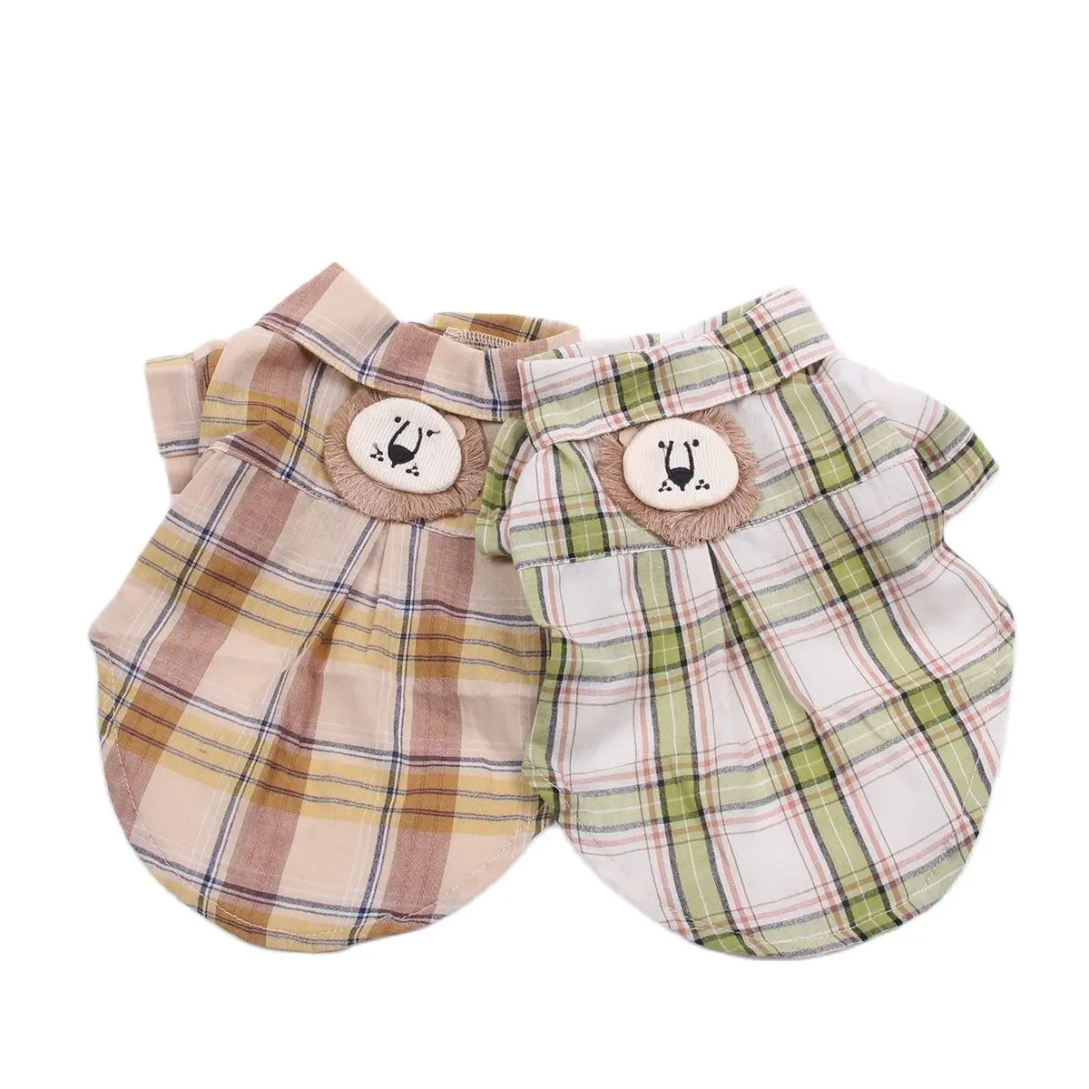 

Dress Puppy Spring/summer Shirt Shirts Clothing Apparel Pet Design Boy Dog Plaidlion Cat