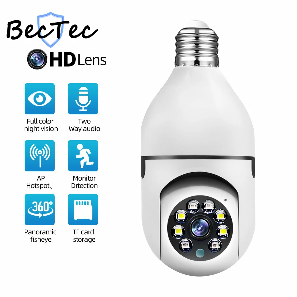 

3MP E27 Bulb IP WiFi Camera Indoor Video Surveillance Camera ICsee HD 2K Baby Security Monitor Mini Full Color Night Vision Cam
