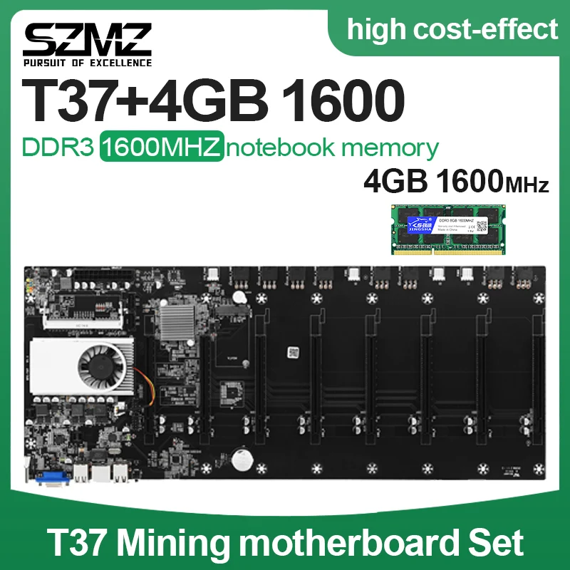 

Материнская плата 8 GPU для майнинга, системная плата с процессором DDR3, 4 Гб, 1600 ОЗУ, набор для криптовалютизации, Биткоин, резервная Майнер, гиг...