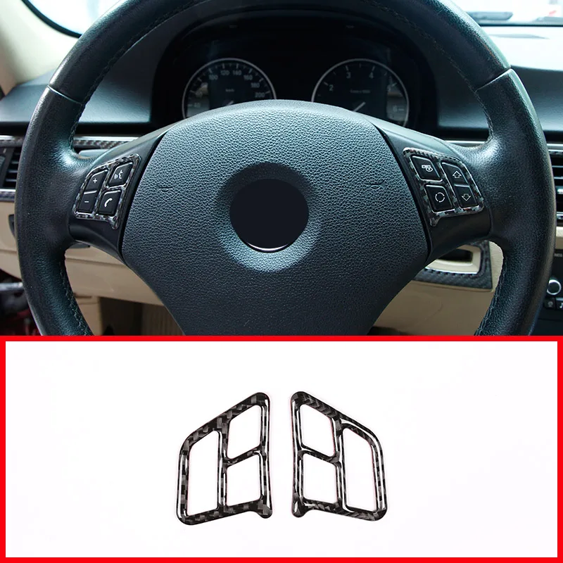 

For BMW 3 Series E90 2005-2012 Soft Carbon Fiber Car Steering Wheel Button Frame Cover Trim Stickers Car Accessories