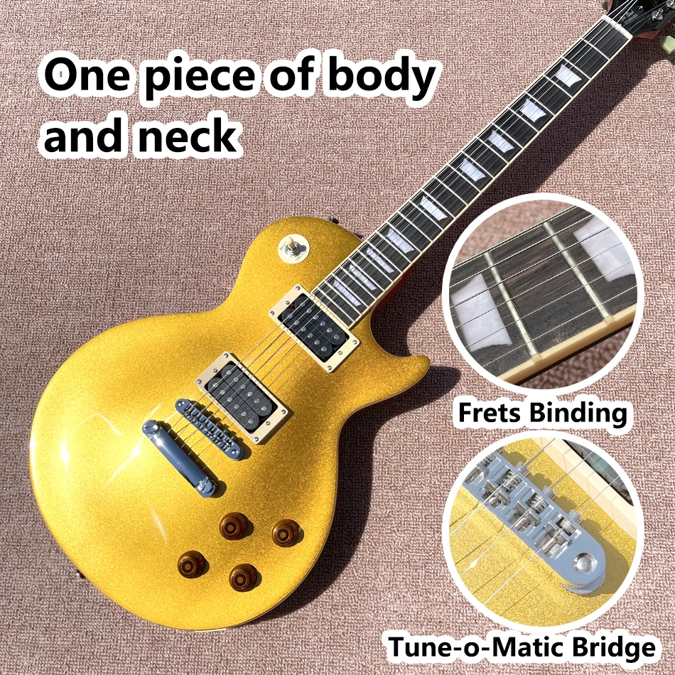 

LP Standard Electric Guitar Frets Binding Gold Top Tune-o-Matic Bridge Rosewood Fingerboard Vax Potted Pickups