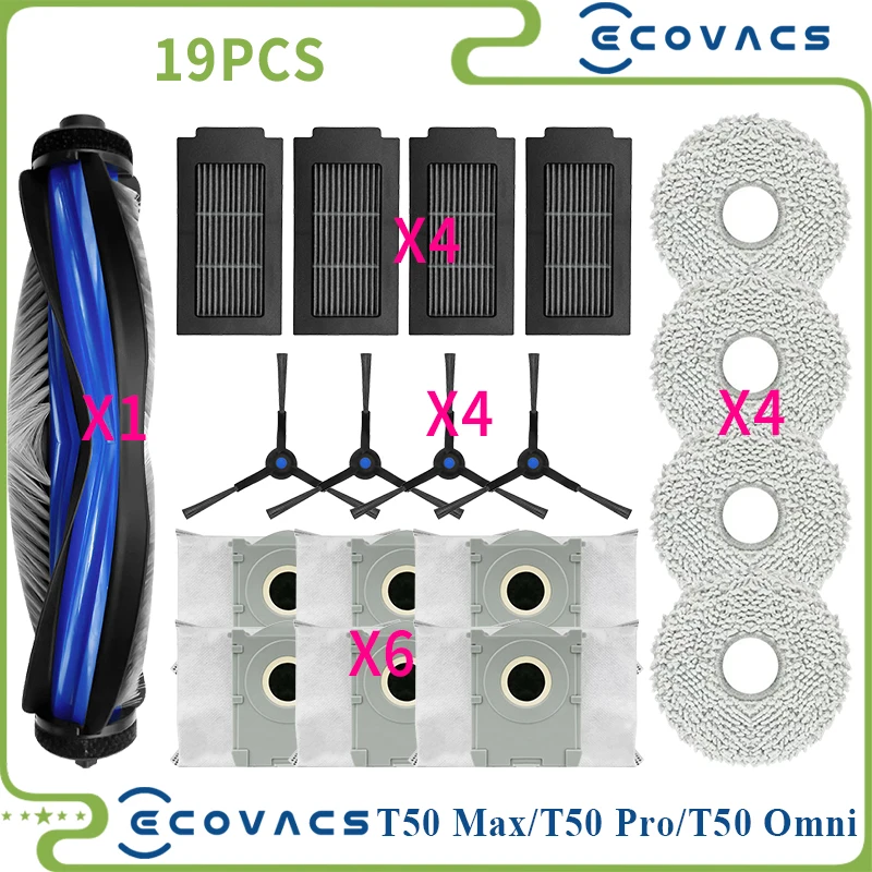 

Совместимость с Ecovacs Deebot T50 Max/T50 Pro/T50 Omni/T50 Pro Omni, запасные части, щетка, фильтр, мешок для пыли, швабра
