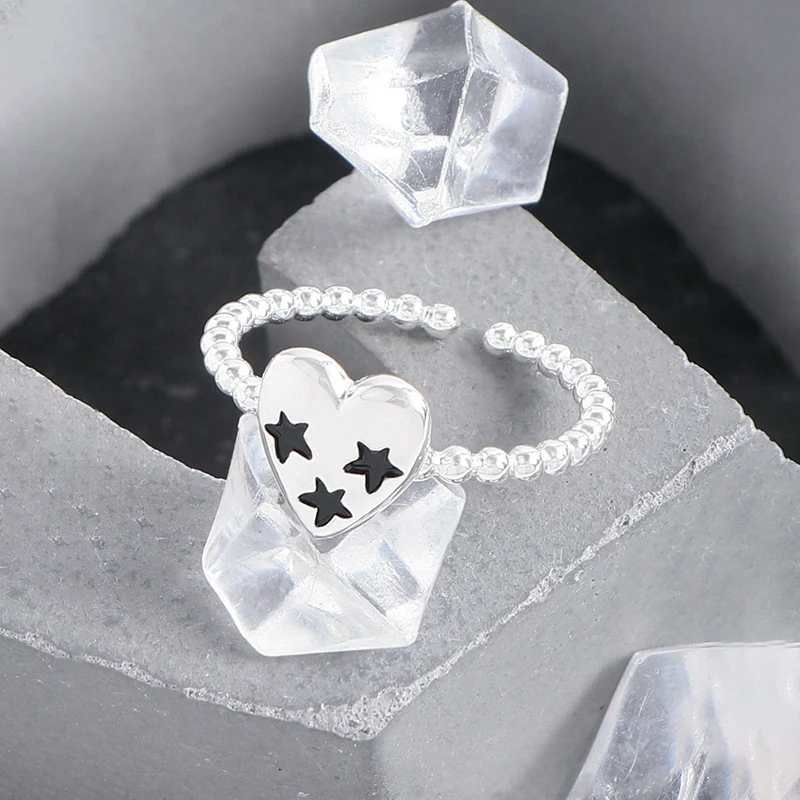 Женское регулируемое кольцо со звездой и сердцем из стерлингового серебра 925