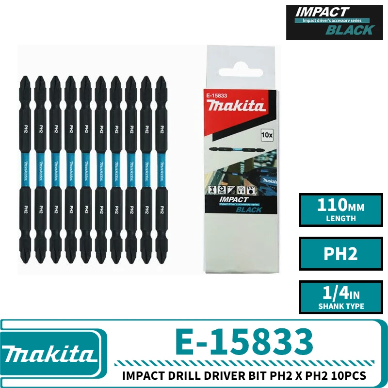 

Насадки для дрели Makita PH2 X PH2, черные, 10 шт.