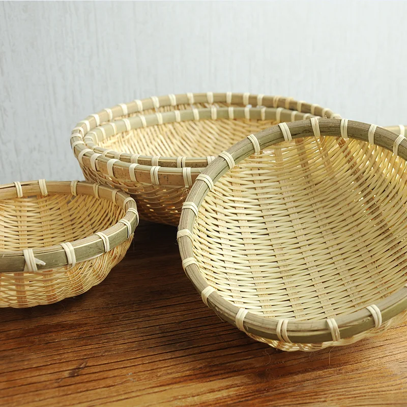

Bamboo Baskets Bamboo Woven Household Old-fashioned Products Tableware Storage Baskets Rattan Woven Vegetable Baskets