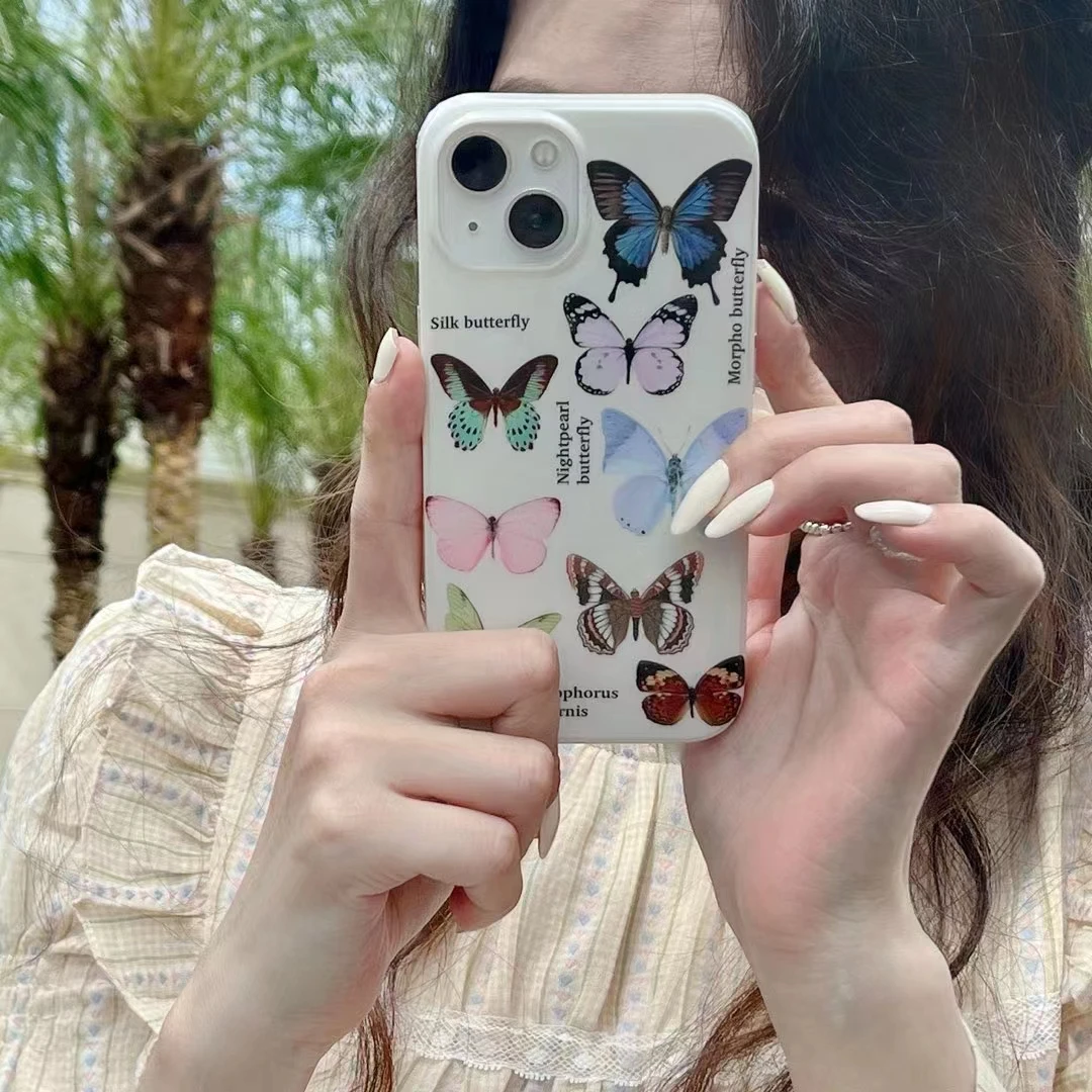 

Cartoon Animal Butterfly Machine Phone Case for IPhone 11 12 13 14 Pro Max Kawaii Protective Soft Thick TPU Back Cover