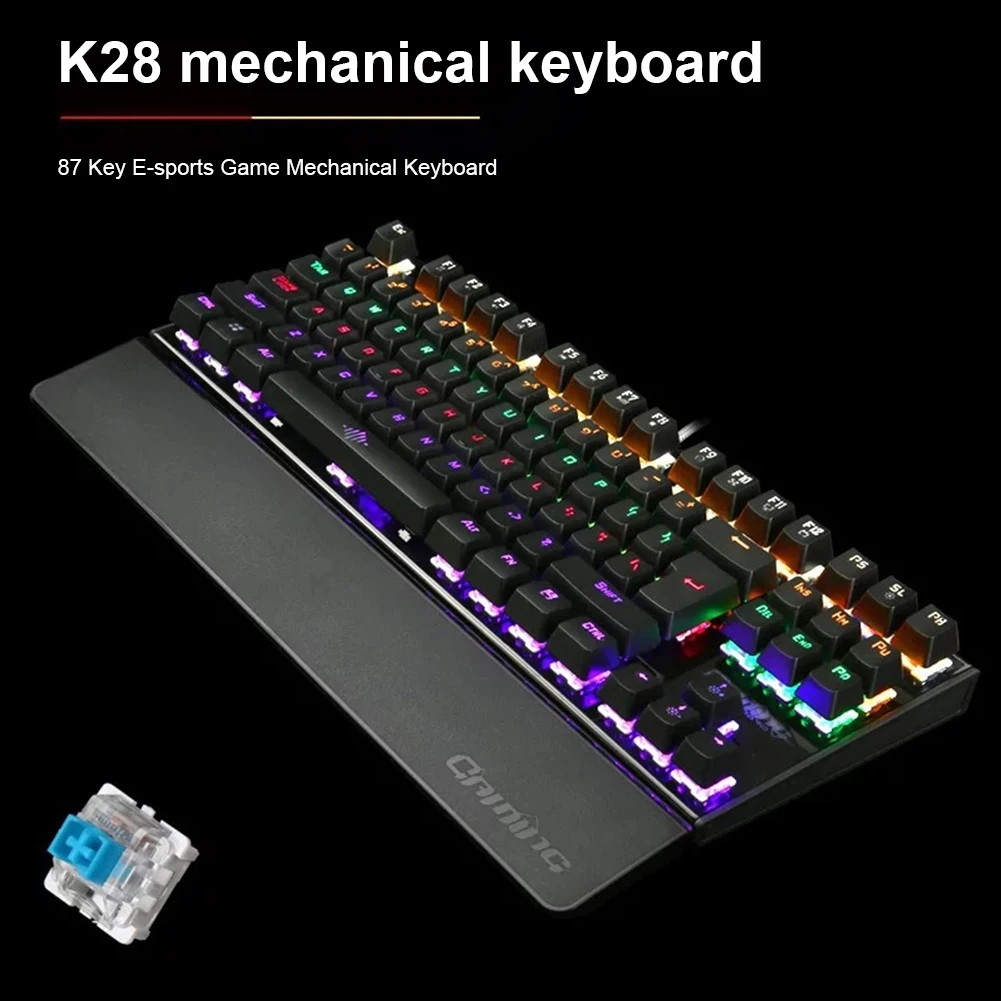 

Клавиатура NKRO механическая, универсальная Игровая USB-клавиатура с голубым переключателем, 87 клавиш, подсветка