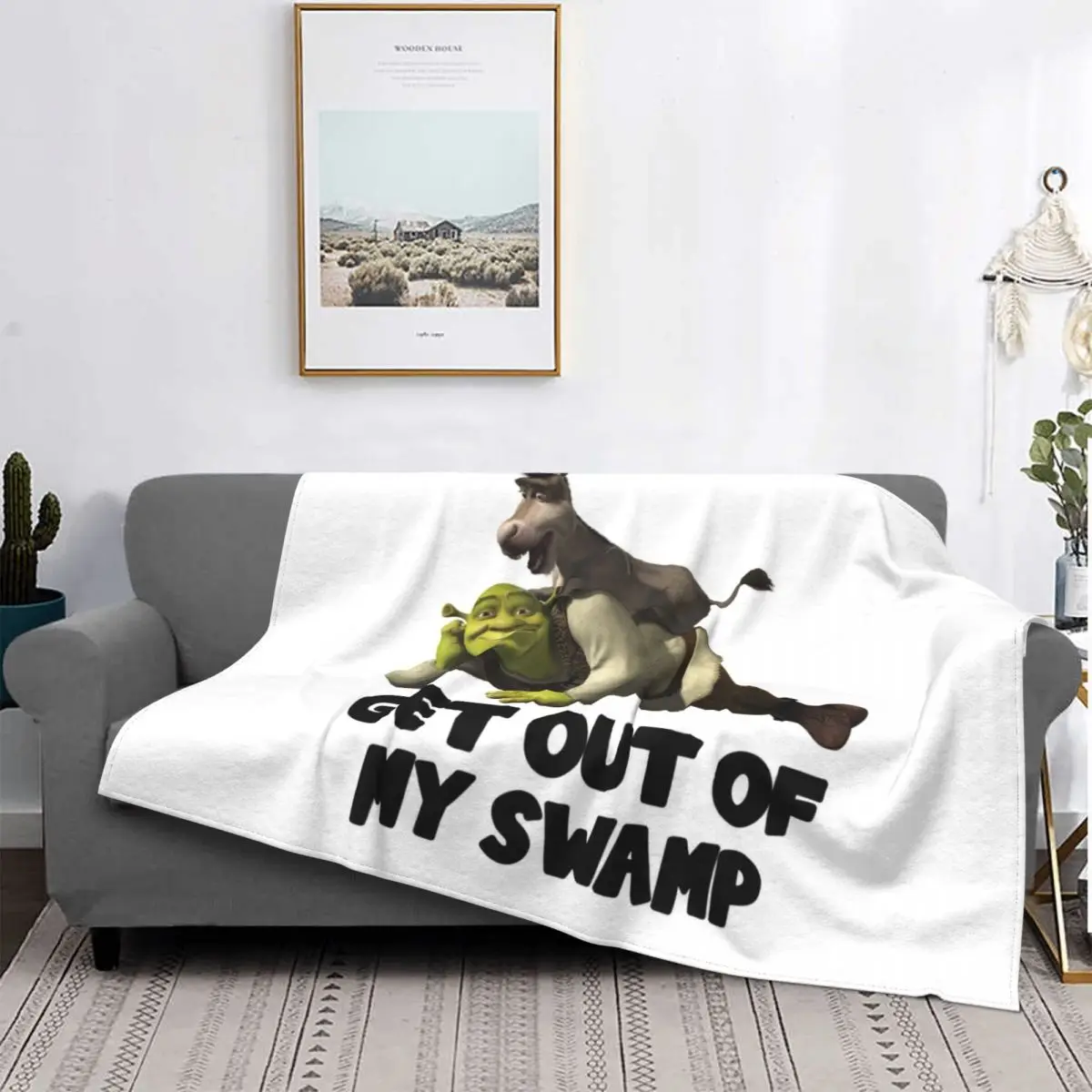 

Get Out Of My Swamp Shrek Velvet Throw Blanket Blankets for Home Bedroom Soft Quilt