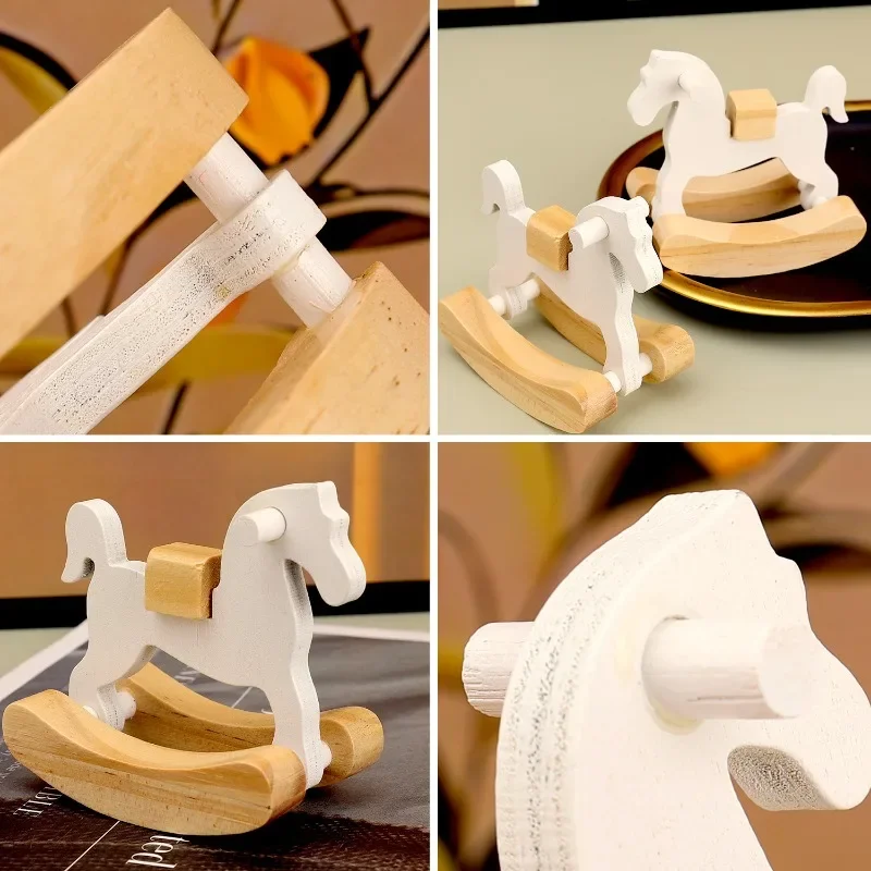 Фото 1/10 шт. мини деревянная модель лошади DIY деревянная лошадка-качалка настольный микро пейзажные украшения детский сказочный сад кукла ремесла Декор №5