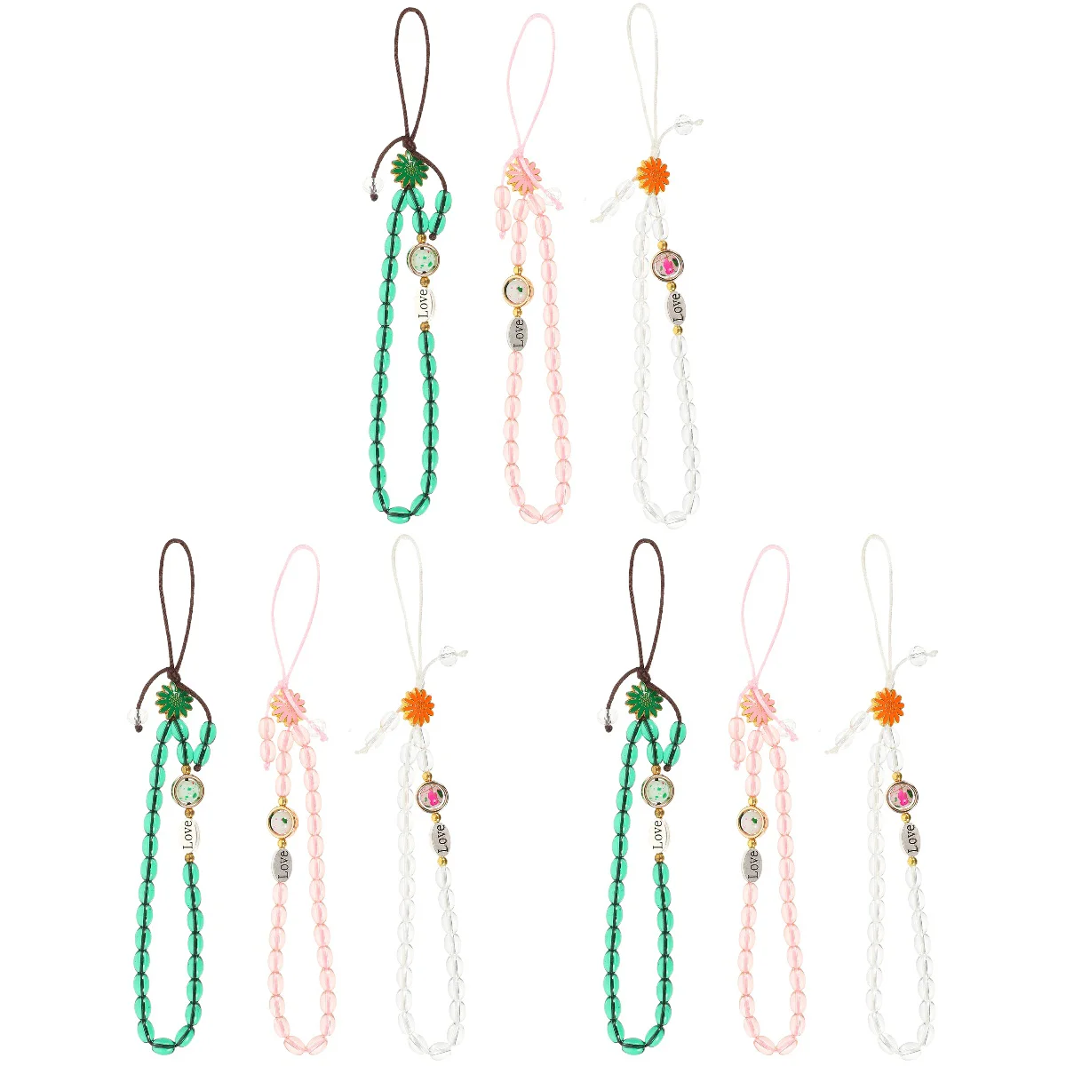 

Hanging Charms Lanyard Beaded Pearl Charm Key Mobile Daisy Decorations Lanyards Camera Straps Wrist Beads Ropes Pattern Strap