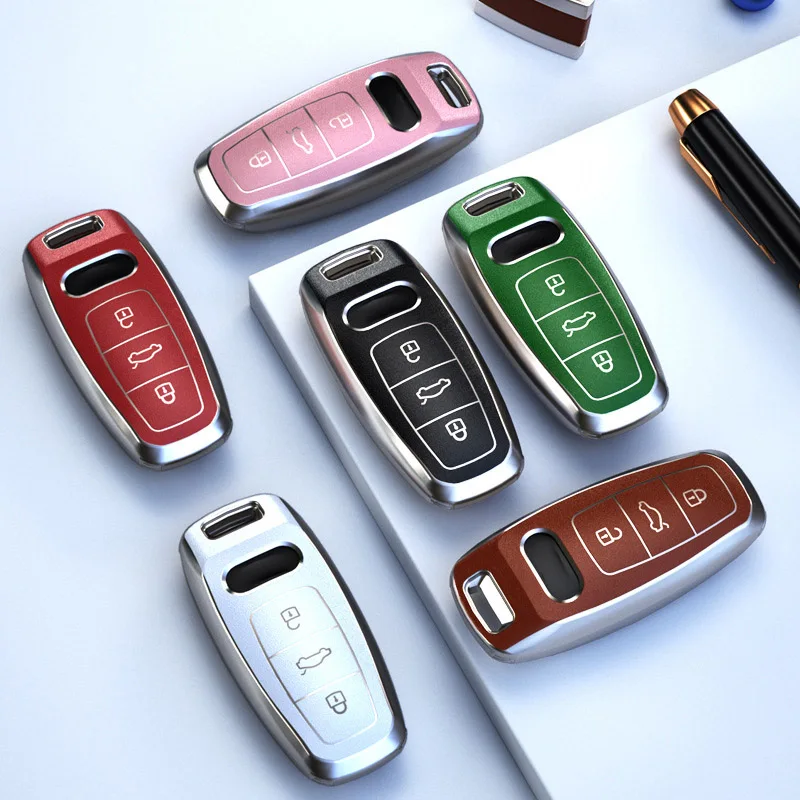 

New Leather TPU Car Remote Key Case Cover for Audi A6 A7 A8 E-tron Q5 Q7 Q8 C8 D5 A6L 2018 2019 2020 2021 Coupe Car Accessories