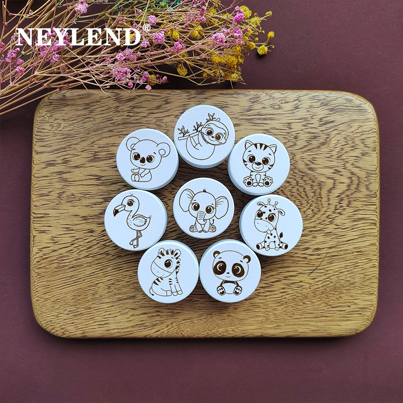 

Wooden Engraved Animals Bedroom White Dresser Drawer Knobs Cabinet Pulls Nature Wood Kids Pulls Children Furniture Handles
