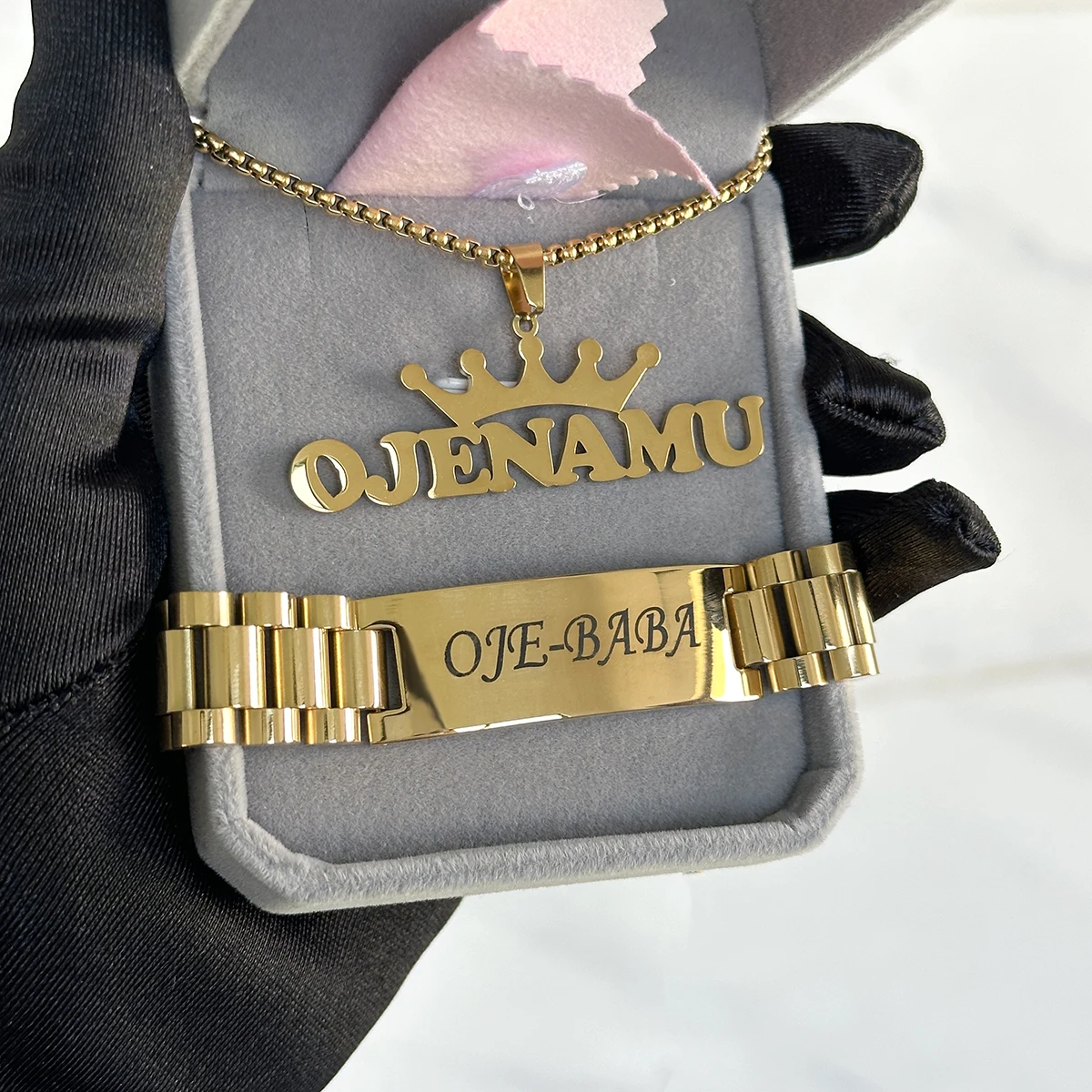 Комплект из колье и браслета нержавеющей стали 15 мм