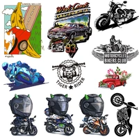 cartoon transport sticker iron on transfers for clothing thermoadhesive patches fusible patch anime patch appliques for crafts