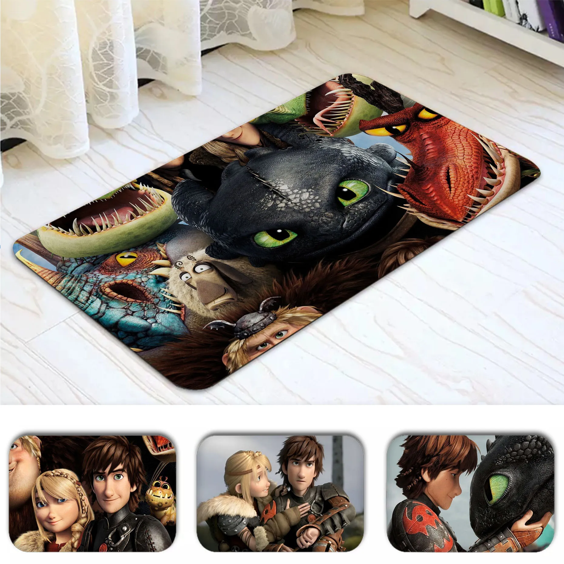 

T-Train You-Dragons Floor Mat Entrance Door Mat Anti-slip Absorb Water Long Strip Cushion Bedroon Mat Toilet Rug