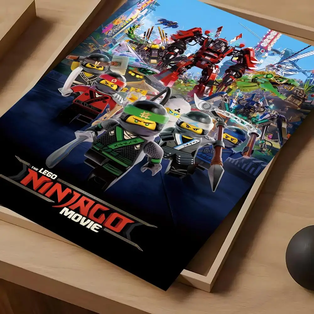 Фото Крутой постер L-LEGOs Cartoon N-Ninjago, самоклеящаяся водонепроницаемая бумажная наклейка для кофейни, бара, декора стен комнаты №3