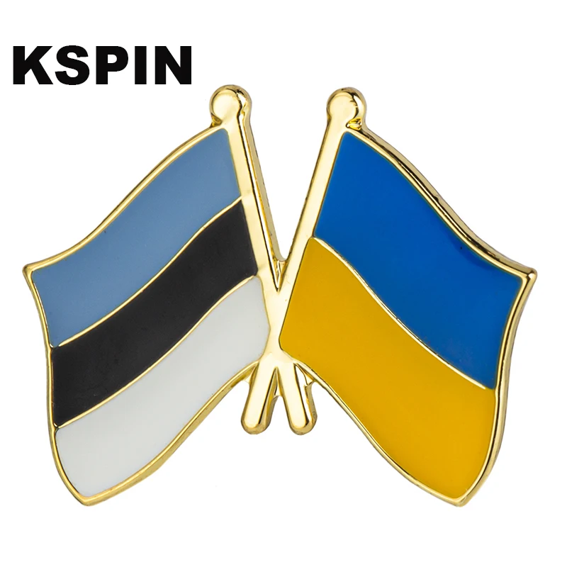 

Estonia and Ukraine Friendship Badge Lapel Pin Brooch Lapel Pins Badges on Backpack Pin Brooch