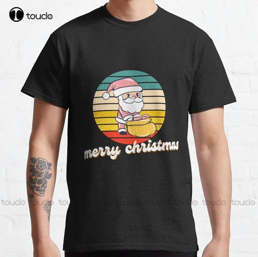 

Retro Vintage Pink Santa Claus Classic T-Shirt Anime Shirt Custom Aldult Teen Unisex Digital Printing Tee Shirts Custom Gift