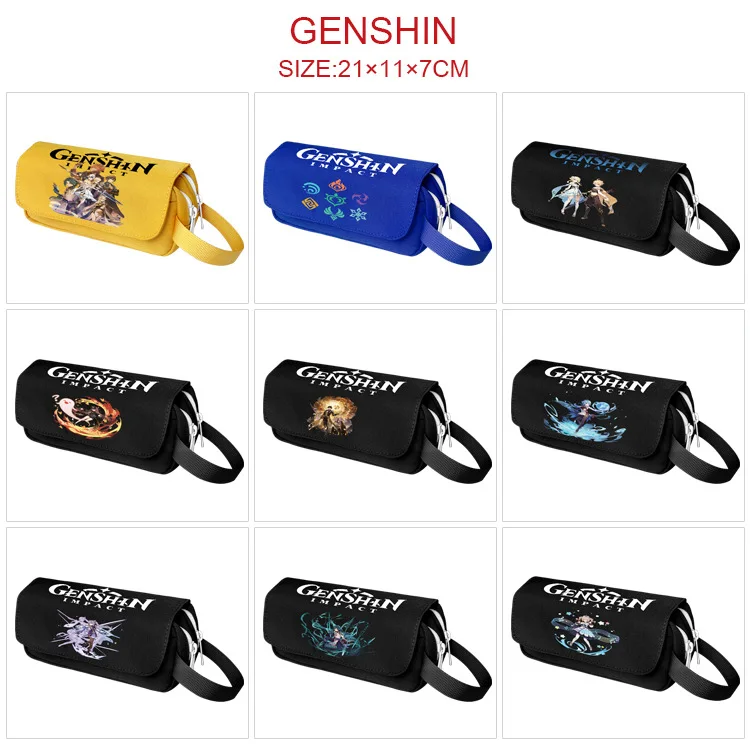 E-Mell Genshin Impact Lumine Vinti Lisa Minci Kaeya Alberich Klee Xiao Zhong Li Noelle Mona Nylon Pencil bag Day Clutches