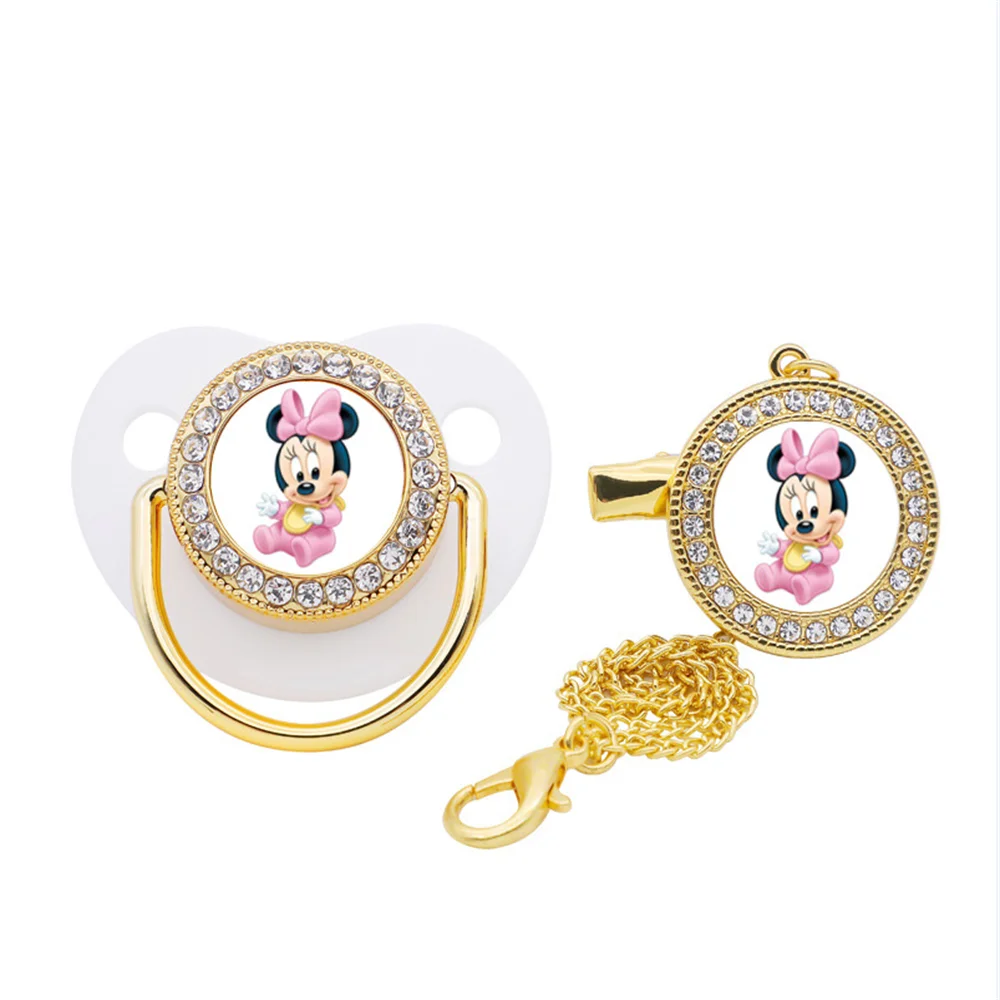 Розовая детская соска Минни Маус Bling для новорожденных Стразы с героями Диснея