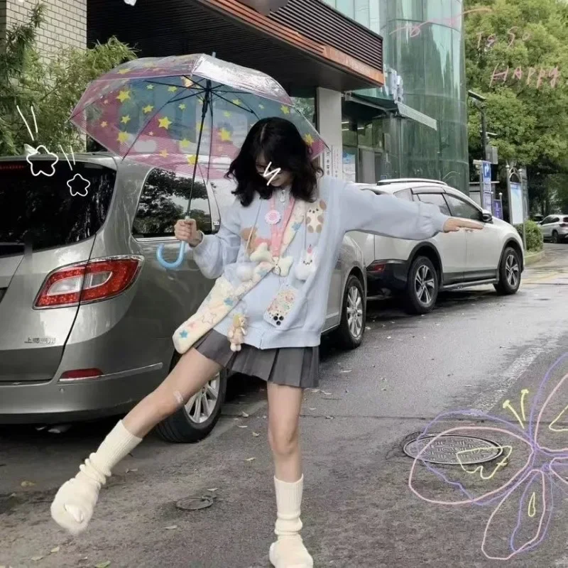 Японские милые осенне-зимние пальто с милым принтом модные универсальные Y2k