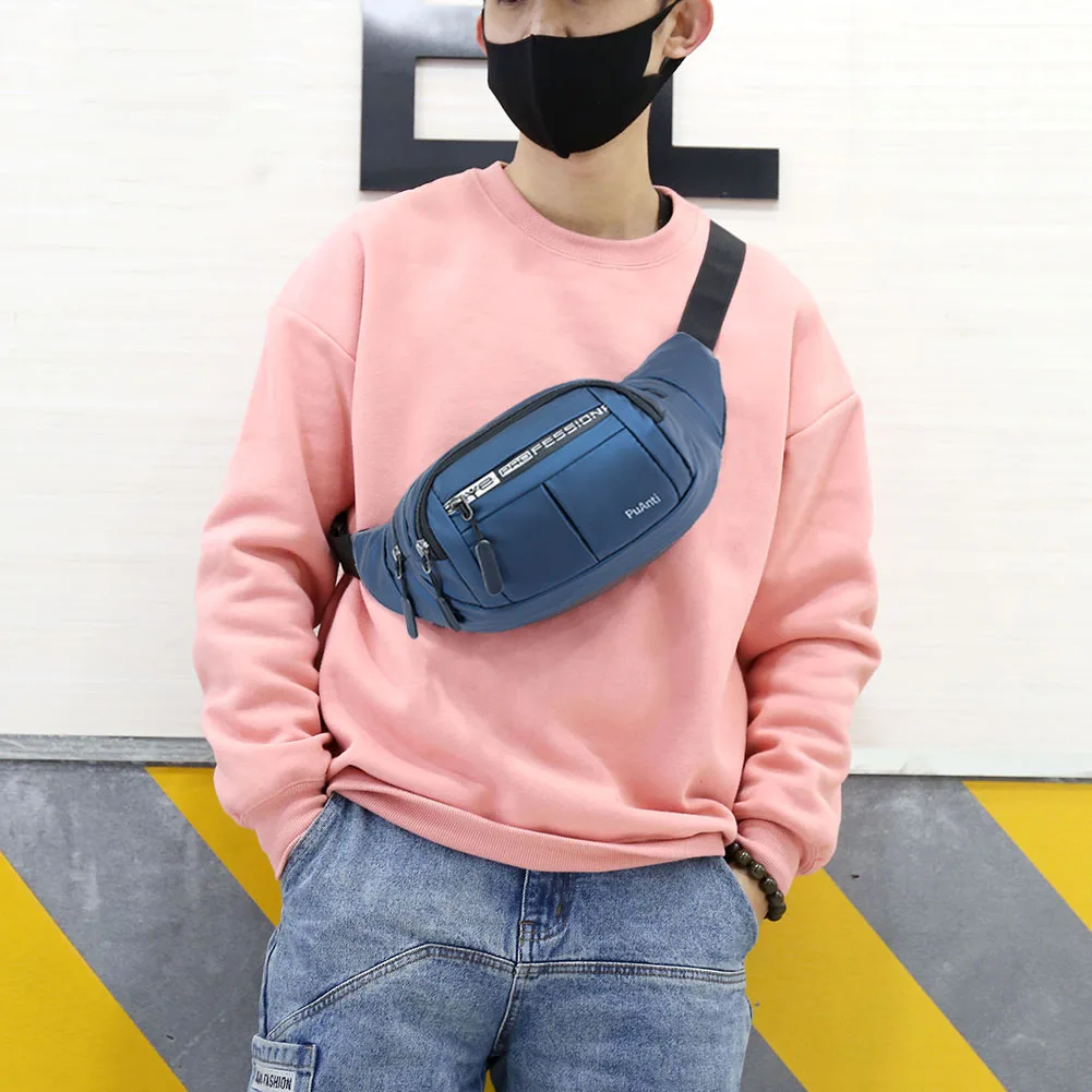 

Wallet Phone Waterproof Cloth Oxford Men Large Pouch Vintage Bags Male Waist Multilayer Holder Fashion Chest Fanny Purse Pack