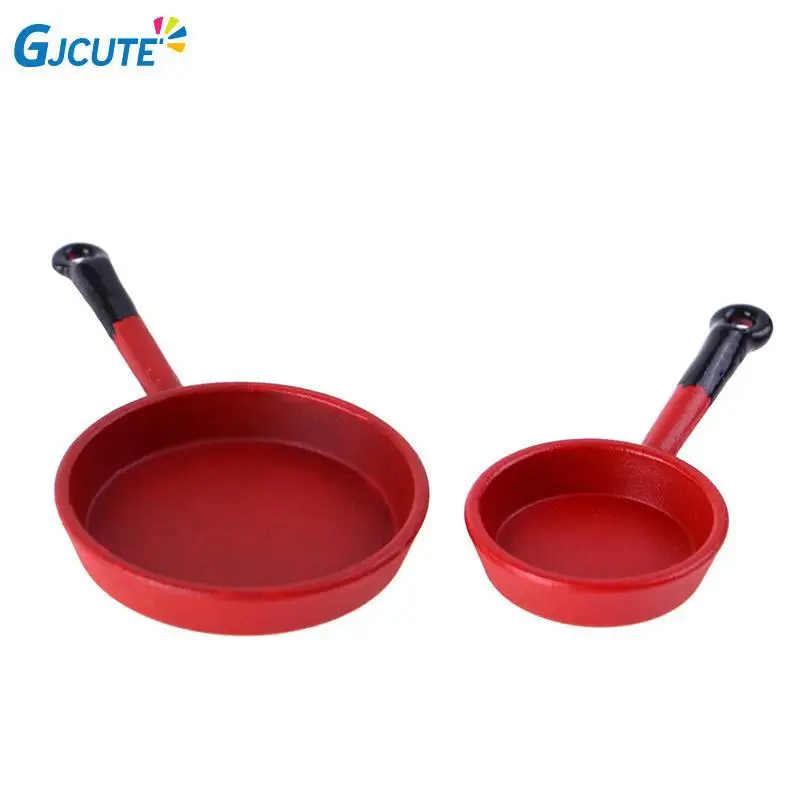 

2Pcs/Set Cute 1:12 Dollhouse Miniature Kitchen Utensil Pan Model Accessories Kitchen Toys