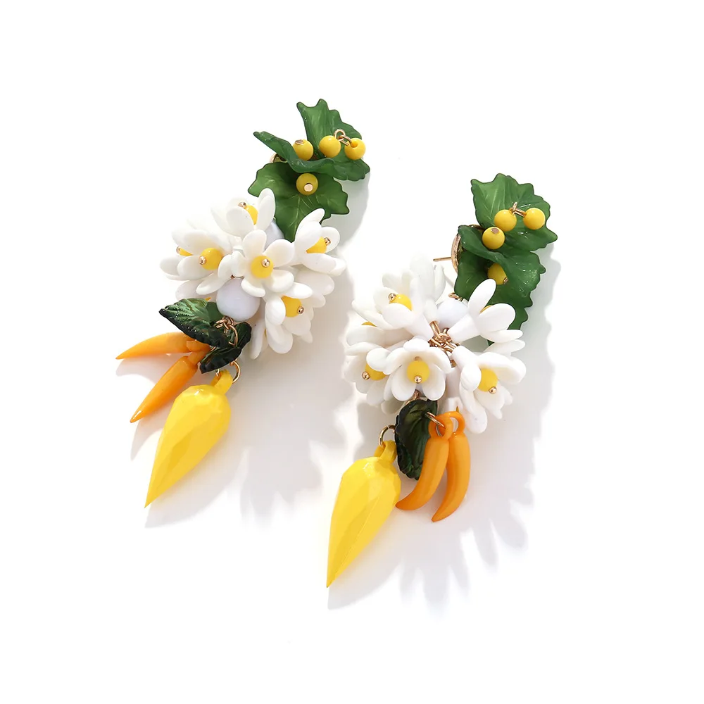 2024 ZAA Acrylic Resin Plant Flower Drop Earrings for Women Personality Jewelry Holiday Party Gifts