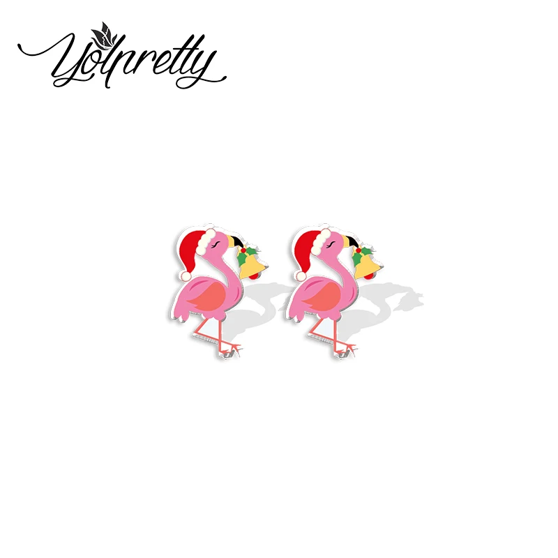 2022 Новое поступление модные Забавные милые серьги-гвоздики в виде фламинго птиц