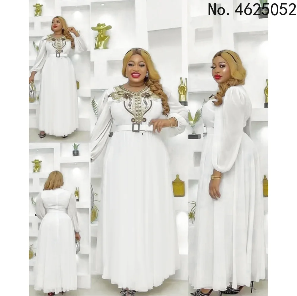 

Elegant African Dresses for Women 2022 New Summer Chiffon Muslim Kaftan Maxi Dress Dashiki Ankara Wedding Party Gown Outfits