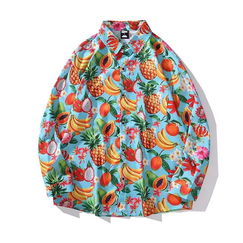 

Watermelon Full Print Hawaiian Shirt Men Long Sleeve Casual Shirt Loose Button Up Shirts Women Japanese Harajuku Shirt Autumn