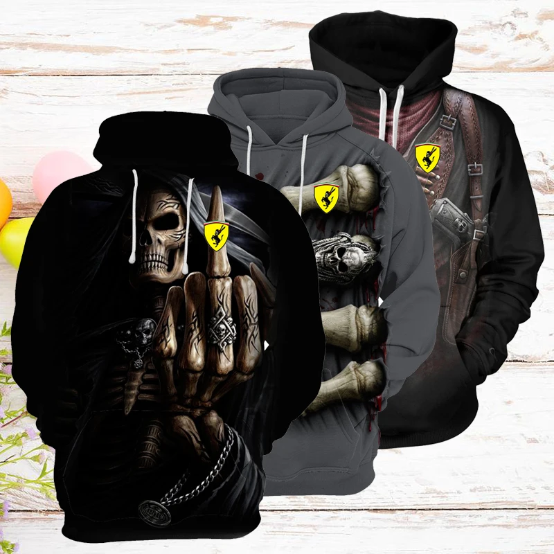 

New Men's Hoodie Sweatshirt Skull 3d Printing Funnyhip Hop Hoodie Gothic Punk Skulls Hoodie Autumn Jacket Man Sportswear