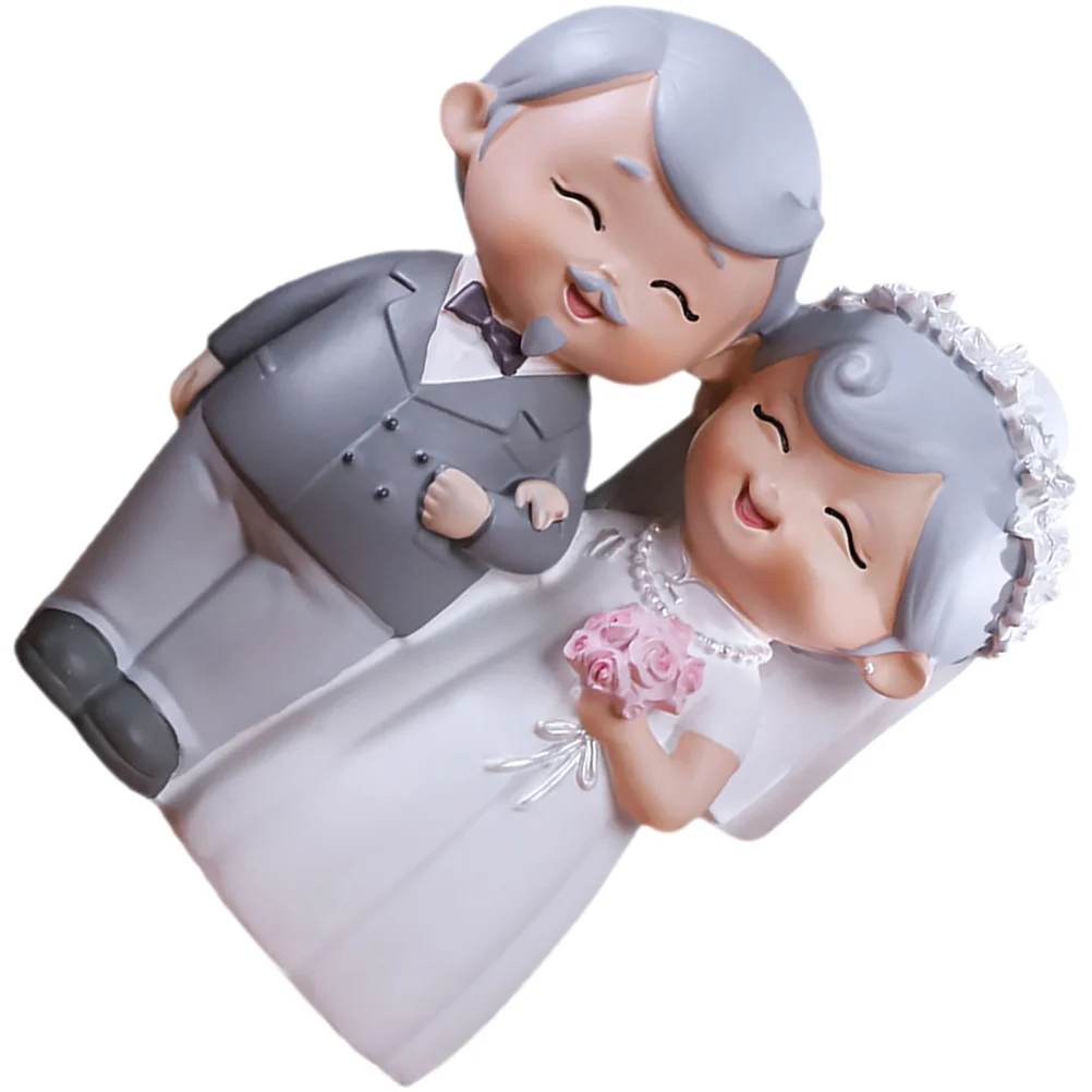 

Old Man Granny Ornaments Grandpa Christmas Gift Wedding Toppers Synthetic Resin Wedding Couple Statue Elderly Chinese