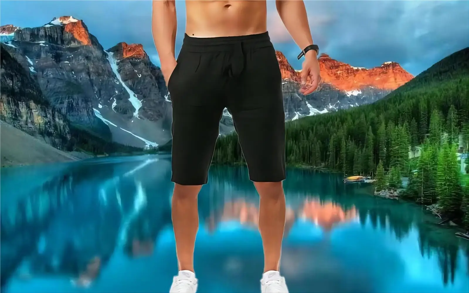 Шорты мужские спортивные из хлопка и льна удобные дышащие Короткие штаны с