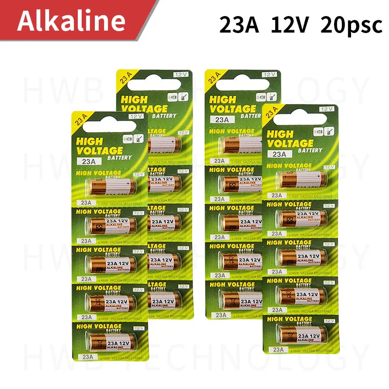 Щелочная батарея A23 V23GA MN21 20 шт./лот 12 В 23 а для калькуляторов брелоков пультов