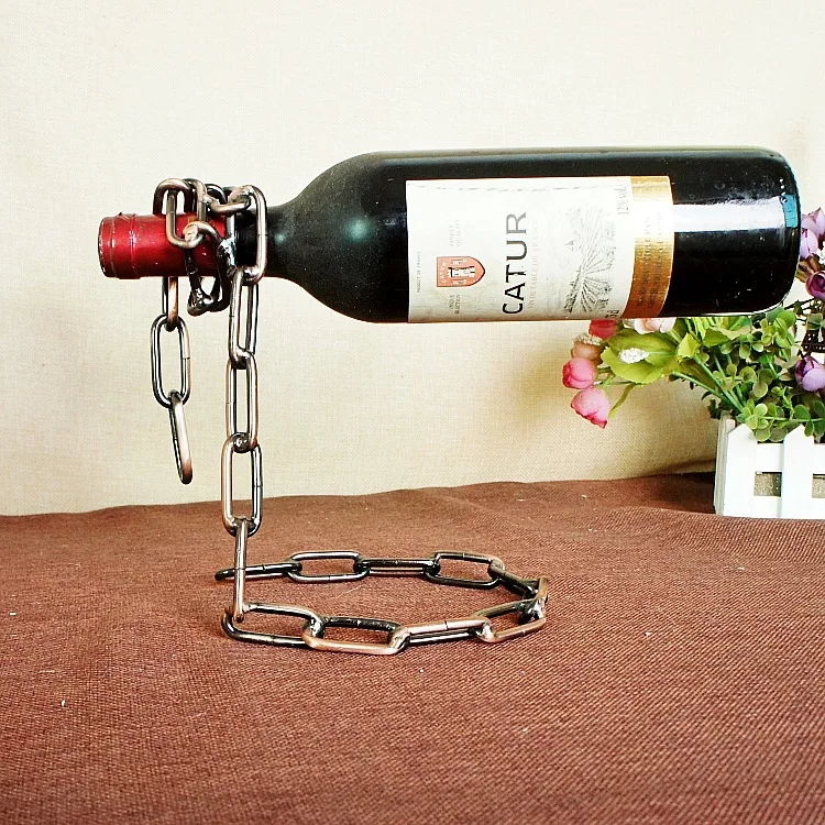 

Creative Metal Magic Chain Wine Rack Suspension Wine Storage Rack Bottle Holder Bar Cabinet Display Stand Shelf Kitchen Supplies