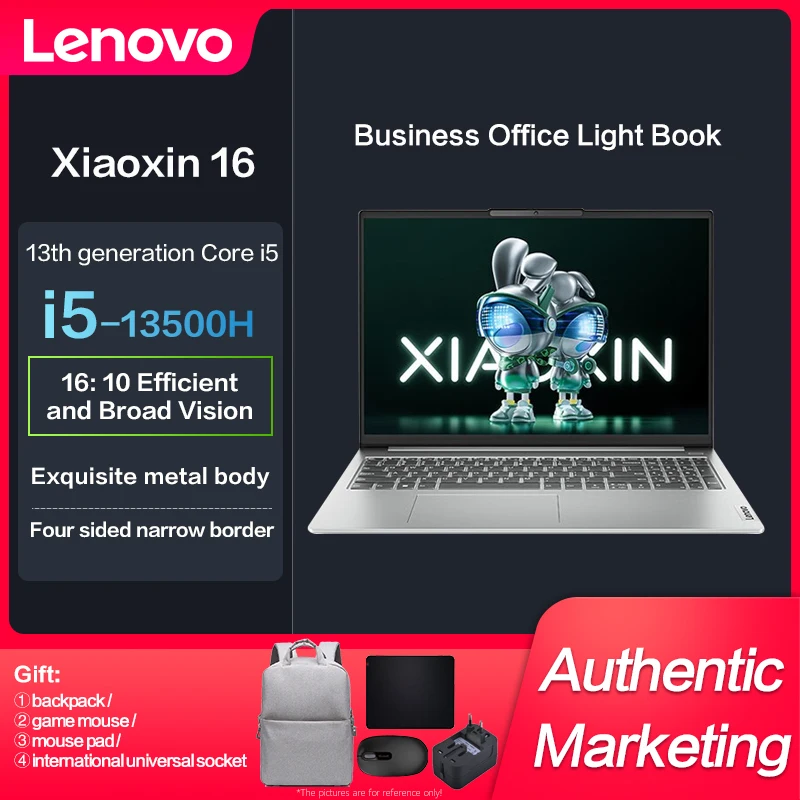 

Lenovo XiaoXin 16 2023 Slim Laptop Intel I5-12450H/I5-13500H Iris Xe 16-inch IPS Full Screen Notebook