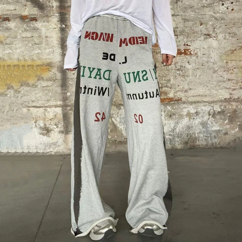 KBQ Hit Color Printting Шикарные свободные брюки для женщин с высокой талией и эластичной