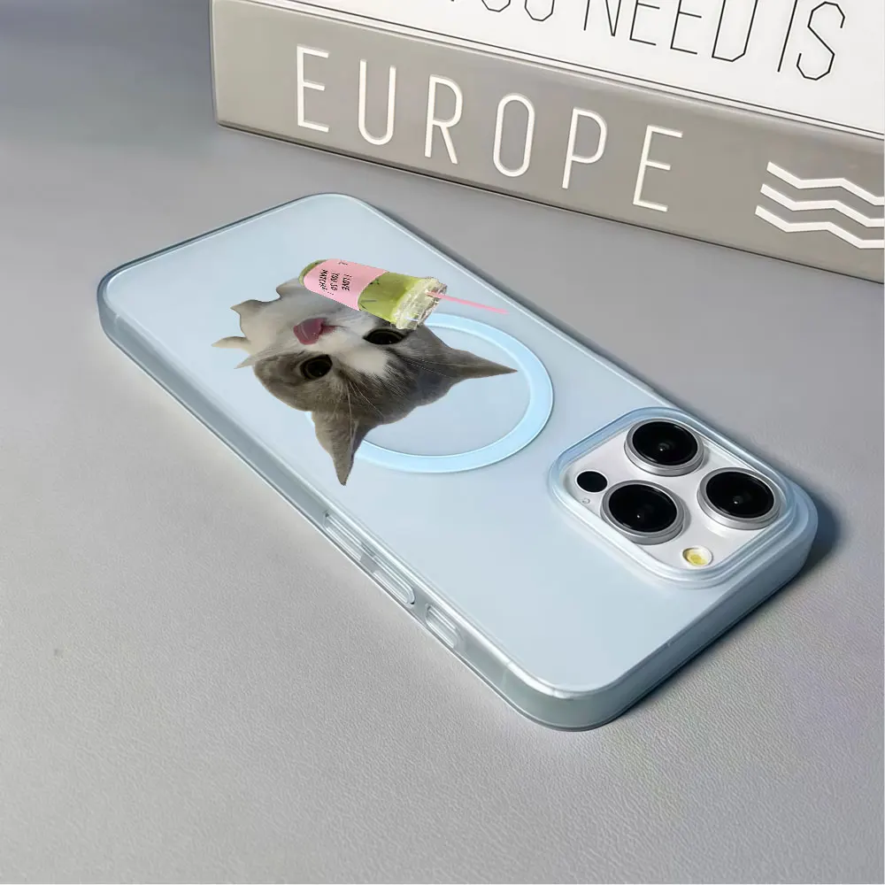 Фото Силиконовый чехол для Samsung Galaxy S26 S25 S24 Plus FE Ultra A55 A57 A37 A35 A37 A56 A55 A06 с магнитом, дизайн «Кошка и молочный чай» №3